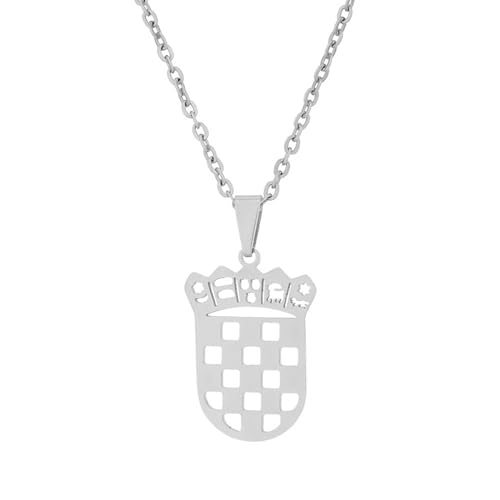Croatian Flag Necklace Stylish Neckchain Jewelry with Croatia Badge Adjustable Ethnic Pendant Choker Gift for Men Women