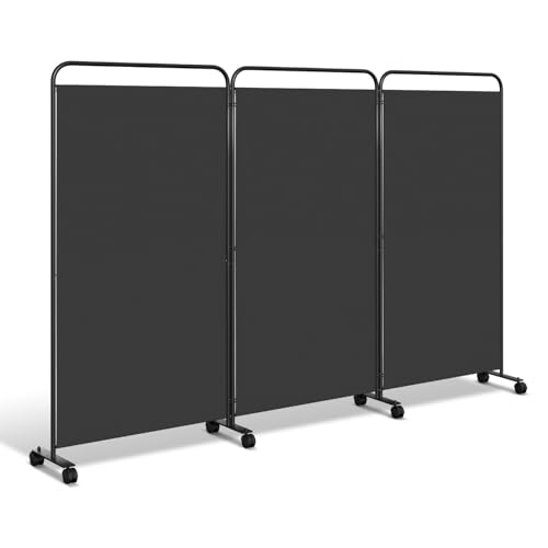 Fogmiea Paravent auf Rollen, flexibel 3 Teilig Privatschutz,263x180cm verstellbar Sichtschutz...