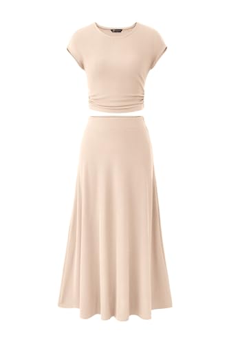 PRETTYGARDEN Two Piece Skirt Set for Women 2025 Summer Spring Dressy Casual Knit Travel Vacation Matching Lounge Outfits
