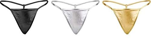 Women’s Shiny Metallic Low Rise G-String Bikini Panty – Soft Stretch Mini Thong (Pack of 3)-picture-37