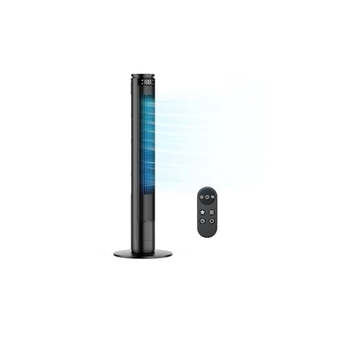 Ventilatore a Torre 92cm con Schermo LED Regolabile (Spegnimento Totale) e Telecomando con Tasto Muto, Ventilatori a Colonna Silenziosi 28dB, 6 Velocità+5 Modalità, Oscillazione 70°, 8m/s, Timer 12h