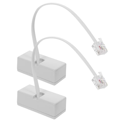 2Pcs Rj11 Rj14 Phone Cable Adapter Splitter for Landline Telephones Telephone Accessories with 6P4C Connector White Adapter for Home and Office Use