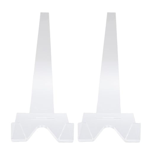 BONKZEBU Klart Akrylställ Elegant Displayhållare för Fotofatkonst för Hemmakontor, 2 ST Mångsidig Transparent Tallrikhållare för Bordsskiva Dekorativ Bokdisplay, 10x10x20cm