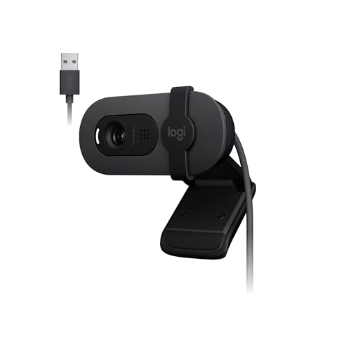 Webcam Full HD Logitech Brio 100 com Microfone Integrado, Proteção de Privacidade, Correção Automática de Luz e Conexão USB-A - Grafite