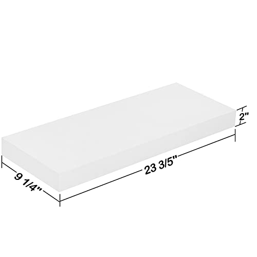 Welland 24 Inch White Mission Floating Shelves For Wall, Bathroom Wall Mount Shelves, Wood Modern Display Shelves, Book Shelves,For Bedroom,Living Room And Kitchen #TOP2