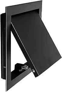 Puerta de acceso negra 35x40cm con botón para panel de yeso y ático