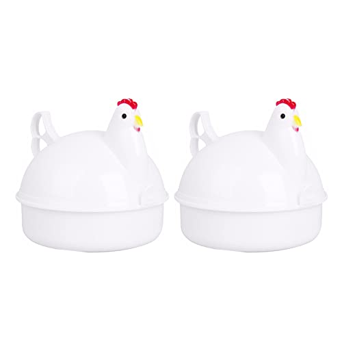 Hemoton Microwave Egg Cooker Microwave Egg Cooker 2Pcs Chicken Shape Microwave Egg Poacher, 4 Eggs Boiler, Microwave Egg Steaner For Kitchen Microwave Cookware Microwave Cookware