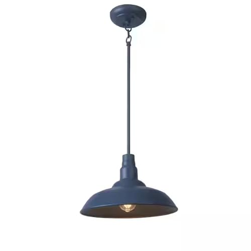 Indoor/Outdoor Mini Pendant Light, 14"" Vintage Farmhouse Decor Adjustable for Kitchen, Restaurant, Dining Room, Cafe, Patio, Entryway, Yard, Weather Resistant in Dark Blue Finish., Black, SHEL000065