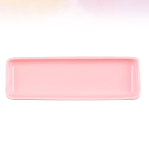 Plato largo de porcelana para sushi y snacks rosa miniatura 6