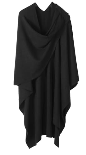 Rungion Women's Elegant Long Wrap Shawl Open Front Cape Poncho Knitted Stole Blanket Cardigan Scarf for Fall Winter