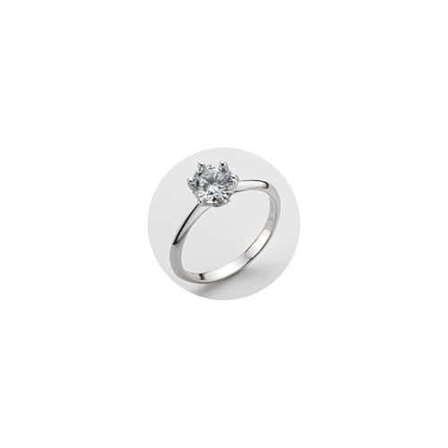 WOAINI 1 Carat Moissanite Ring for Women Prong-Setting, Eternity Promise Statement Solitaire Ring Band Sterling Silver Gold Plated, Diamond-Alternative Gift for Anniversary Wedding Engagement