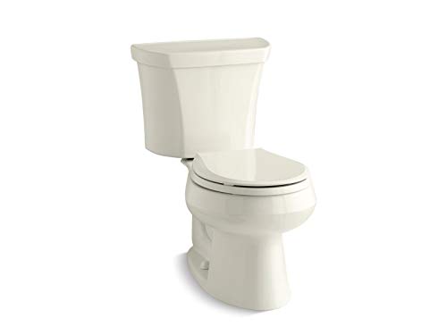 KOHLER K-3987-RA-96 Wellworth Round-Front Dual-Flush Toilet with Class Five Flush Technology and Right-Hand Trip Lever, Biscuit, 2 Piece