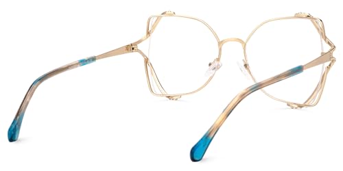 Image of Zeelool Metal Butterfly Glasses Classic Eyewear for Women Blue Light Blocking Glasses Anti Eyestrain Glasses ZJGM610701-02 Gold