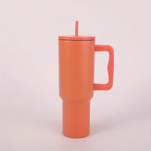 Image of Stainless Steel 1200 ml Vacuum Tumbler with Lid & Straw - Double‑Wall Insulated Cup for Travel, Gym & Office - Keeps Beverages Hot or Cold - 1.2 L Capacity (Orange)