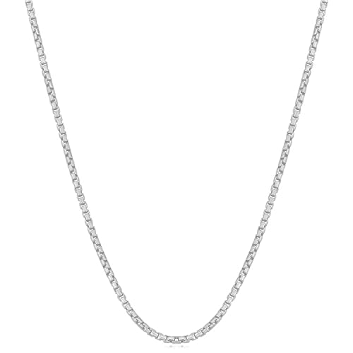 PORI JEWELERS .925 Sterling Silver 2.5MM Round Box Chain Necklace - Black Rhodium Plated or Gold Plated - 8