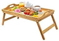 urbanfit Bamboo Bed Tray Table with Folding Legs, Portable Bed Breakfast Serving Trays for Eating, Reading, Laptop, Working