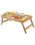 Urbenfit Bed Tray Table Bamboo Portable Lightweight Breakfast Serving Trays with Folding Legs, Multipurpose Laptop Bed Tray for Eating, Reading, Working