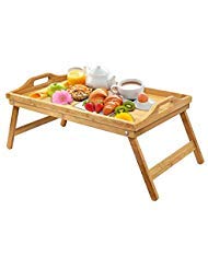 urbanfit Bamboo Bed Tray Table with Folding Legs, Portable Bed Breakfast Serving Trays for Eating, Reading, Laptop, Working