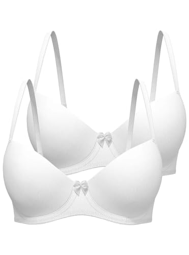Soutien-gorge rembourré à armatures lot de 2 lisses blancs pour femme bonnet 32B à 40G
