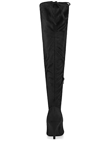 Allegra K Allegra K Women's Round Toe Chunky Heel Black Over the Knee High Boots 5.5 M US