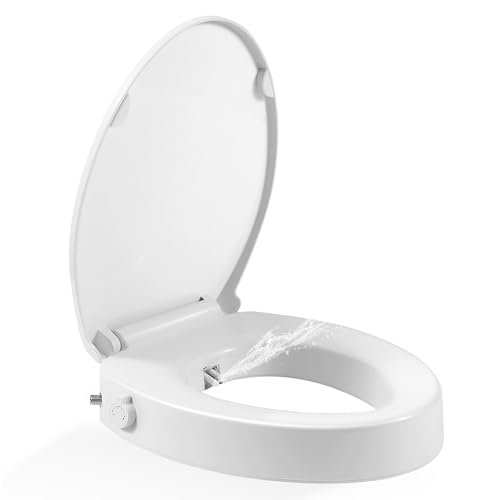 Bogural Raised Toilet Seat with Bidet, Fit Elongated Bidet Toilet