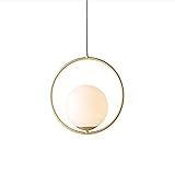 H XD GLOBAL Modern Fashion Spherical Gold Metal & Glass Hanging Light, Pendant Lighting Base on E27 Bulb(Circle 20cm)