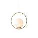 H XD GLOBAL Modern Fashion Spherical Gold Metal & Glass Hanging Light, Pendant Lighting Base on E27 Bulb(Circle 20cm)