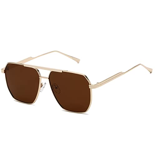 Kimorn Gafas De Sol Polarizadas Para Mujeres Y Hombres, Retro, De Gran Tamaño, Cuadradas, Vintage, Sombras De Moda, Uv400, Clásicas, Grandes, De Metal, K1221, Marrón Dorado Kimorn Gafas De Sol Polarizadas Para Mujeres Y Hombres, Retro, De Gran Tamaño, Cuadradas, Vintage, Sombras De Moda, Uv400, Clásicas, Grandes, De Metal, K1221, Marrón Dorado