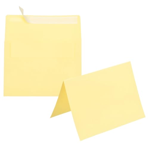 Enveloppes A7 avec cartes pour mariages et anniversaires PATIKIL jaune clair 50 pièces