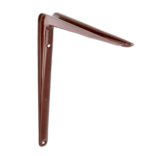 Amig - Soporte para Estantería de Pared - Escuadra en Acero - 300X250 mm - Color Marrón - Resistente hasta 40 Kg - Ángulo para Estantes - Soporte para Baldas - Fácil de Instalar