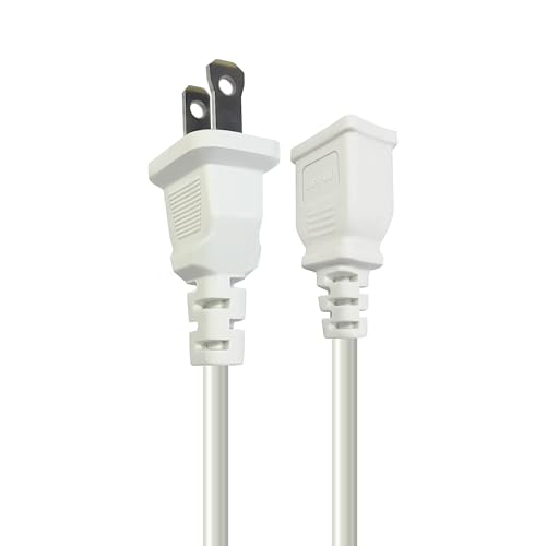 6FT Indoor Extension Cord, 2-Prong, 5A 125V, White