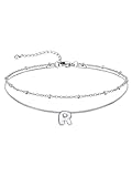 U7 Pulsera Tobillera Mujer Acero Inoxidable Doble Capa Letras R Tobillera Inicial R Mujer Color Plata Regalo Elegancia Atemporal Joyería Fina