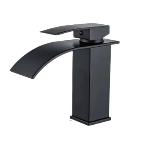 Robinet cascade à bec haut-bas en acier inoxydable, mitigeur chaud-froid for salle de bain domicile(Black)