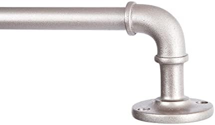 Kenney KN90020 Adler Industrial Pipe Indoor/Outdoor Rust-Resistant Wrap Around Curtain Rod, 28-48" Adjustable Length, Brushed Nickel Finish, 5/8" Diameter Textured Steel Tube