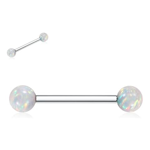 AROWRO 14G Titanium Nipple Rings with Opal Cover