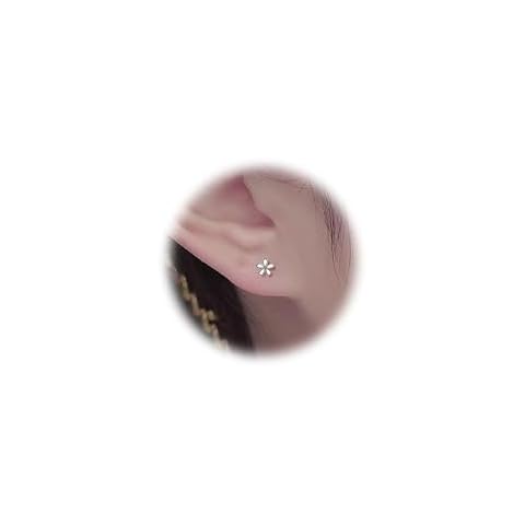 Tiny Flower Stud Earrings, Hypoallergenic Daisy Mini Stud Earrings, Silver Small Earrings for Women Trendy Cover