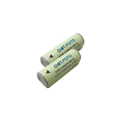 2 x Dot.Foto NB 9L, NB 9LH Premium 3.7v / 870mAh Batería Recargable para Canon IXUS 500 HS 510 HS 1000 HS 1100 HS IXY 50S PowerShot N N2 PowerShot SD4500 IS