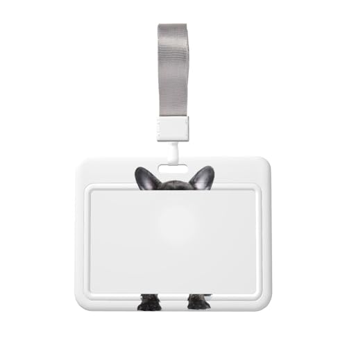 フレンチブルドッグ IDカードホルダー ネームホルダー IDカードケース 男女兼用 首掛け 縦型 社員証 名札ケース カードホルダー 吊り下げ 定期入れ ネックストラップ付き おしゃれ 男女兼用 通勤 展示会 イベント ビジネス