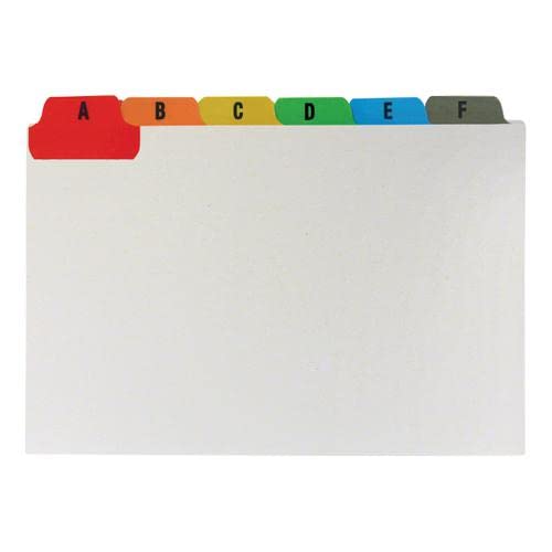 Image of 5 Star Office Guide Card Set A-Z Reinforced 6x4in 152x102mm White with Tabs Multicoloured+Free Finchley Refell Pen