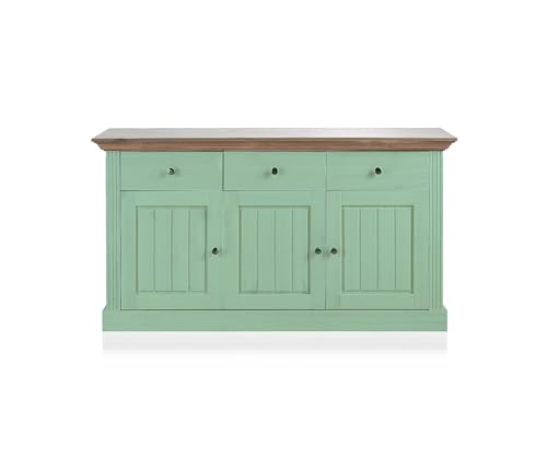 Image of APRODZ Solid Wood Alegre Sideboard Storage Cabinet for Living Room | Misty Teal