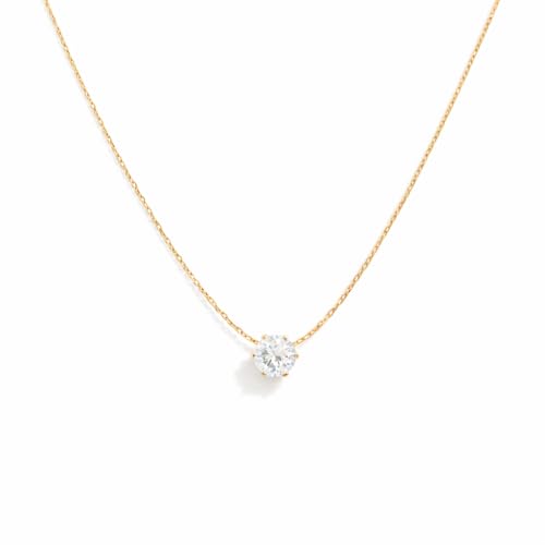 Image of Gold Plated Solitaire Pendant Necklace for Women | Anti Tarnish & Waterproof Chain | Minimal Diamond-Style Single Stone Necklace | Office Wear & Party Jewelry