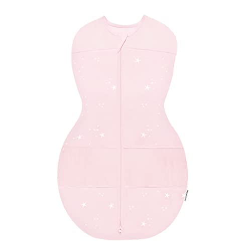 Image of Happiest Baby Sleepea 5-Second Swaddle - 100% Organic Cotton Baby Swaddle Blanket - Doctor Designed Promotes Healthy Hip Development (Rose Stars, Small)
