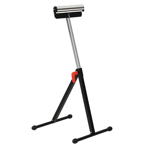 HOMCOM Servante d'atelier à rouleau pliable, support avec rouleau hauteur réglable 68 à 110 cm,...