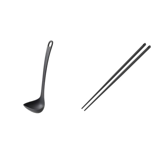 【セット買い】マーナ (marna) すくいやすいお玉 M (ハマグリ形状/カーブにやさしくフィット) シリコーン お玉 おたま キッチン用品 キッチンツール ダークグレー K800DGY + つかみやすい 菜箸 (滑りにくい/扱いやすい軽さ/耐熱) シリ