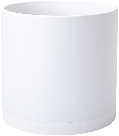 14 Inch White Plastic Planter Pots for Plant Pot with Drainage Hole and Seamless Saucers, 74-O-XL-1