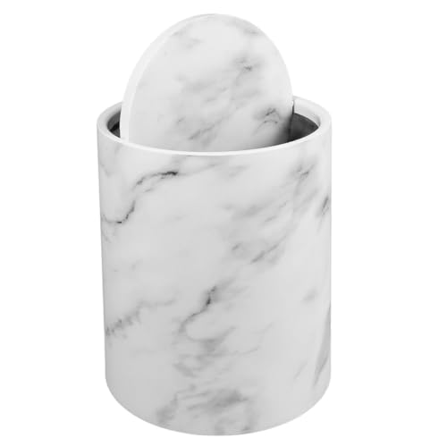 Beavorty Basurero de plástico blanco 15l con tapa oscilante