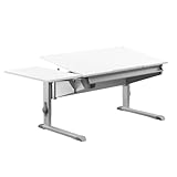bureau d'écolier ancien en bois 1 place Design sobre et minimaliste Moll Sprinter Bureau pour Enfant réglable en Hauteur, Ergonomique et inclinable pour Une Position Assise Droite, idéal pour Les écoliers Blanc avec tiroir en Option Fabriqué en Allemagne