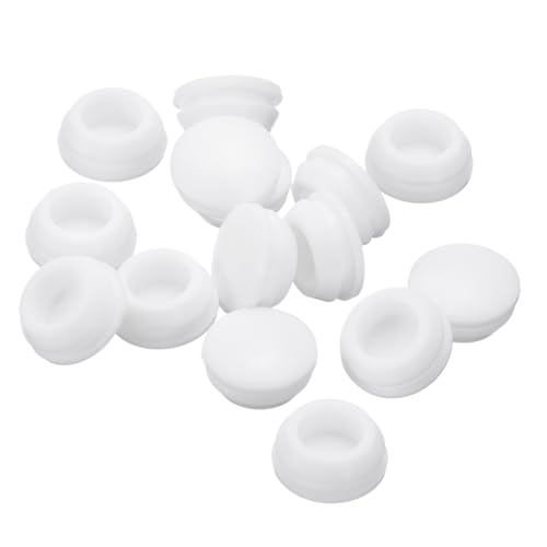 Image of uxcell 26 Pcs Silicone Plugs, Rubber Round Snap in Locking Hole Plugs for 14-15mm Hole, Hole Stoppers Waterproof Hole Plug for Metal Tube, Furniture End Caps Inserts, White