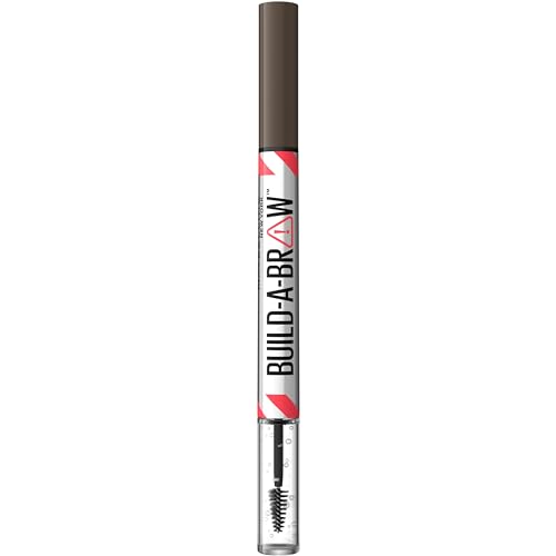 Maybelline New York, Build A Brow: 2 in 1 Brow Pen + Sealing Gel, Real-looking, Fuller Brows, Waterproof, Sweat- & Smudge-resistant, 24H Wear, Vegan Formula, Shade 262: Black Brown