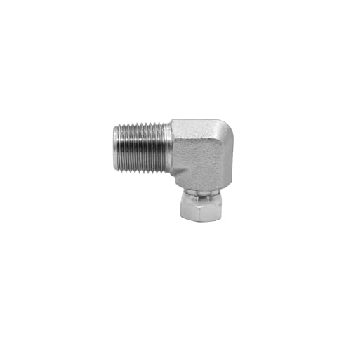 Image of (2-PACK) 1501-08-04 Hydraulic Hose Adapter Fitting 1 /2 inch Male (1 /2 inch-14NPTF) x 1 /4 inch Female Swivel (1 /4 inch-18NPSM) 90 Elbow SAE Pipe Joints Tube Connector Carbon Steel